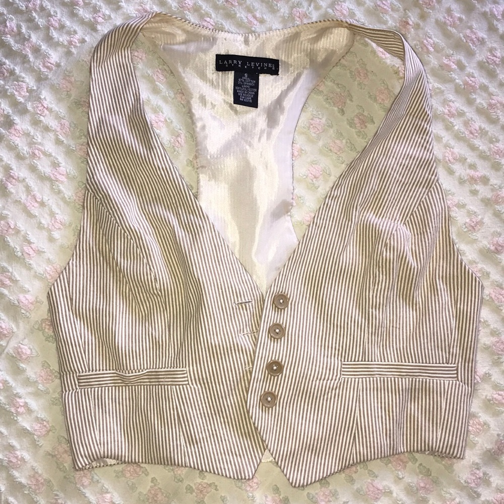Tan and cream stripped fashion vest